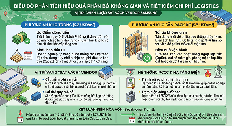 Đánh giá bài toán kinh tế thuê kho xưởng logistics Bắc Ninh