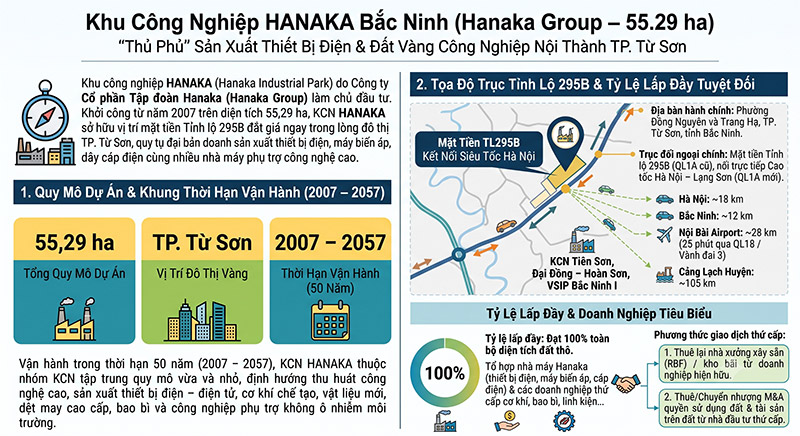Khu cong nghiep HANAKA Tu Son Bac Ninh Mat tien TL295B Ha tang Hanaka Group amiland.vn