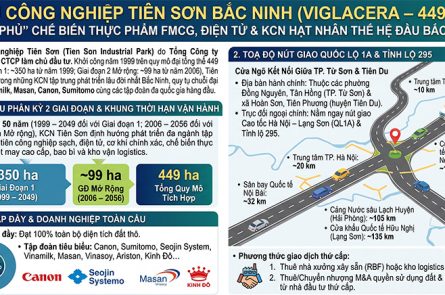 KCN Tiên Sơn Bắc Ninh: Vị trí Nút giao QL1A, Hạ tầng Viglacera
