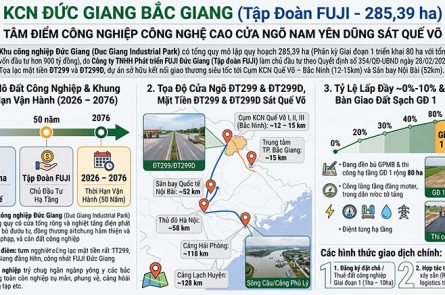 KCN Đức Giang Bắc Giang: Vị Trí Sát Quế Võ, Hạ Tầng FUJI 285ha