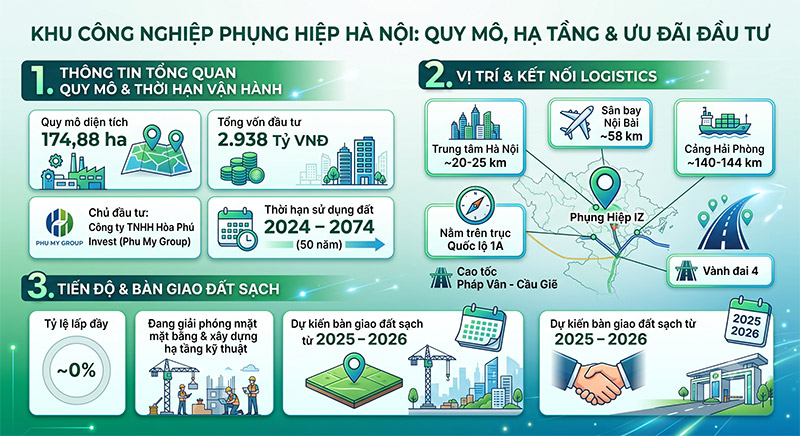 KCN Phụng Hiệp Hà Nội: Vị trí Thường Tín, Hạ tầng đồng bộ